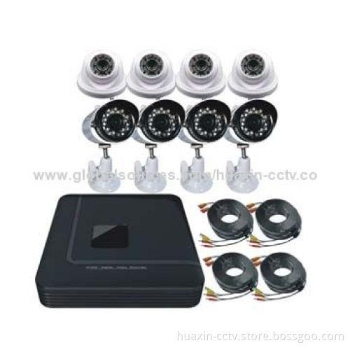 CCTV H.264 CCTV Kit with 8-channel DVR, 8 Cameras and 1/4-inch Color COMS Image Sensor